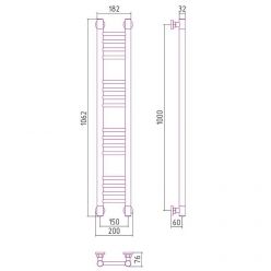 Полотенцесушитель водяной Сунержа Богема+, высота 100 см, ширина 15 см, цвет шампань, 020-0220-1015