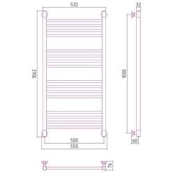 Полотенцесушитель водяной Сунержа Богема+, высота 100 см, ширина 50 см, цвет шампань, 020-0220-1050