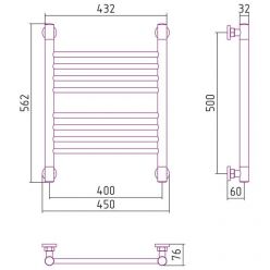 Полотенцесушитель водяной Сунержа Богема+, высота 50 см, ширина 40 см, цвет шампань, 020-0220-5040