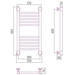Полотенцесушитель водяной Сунержа Богема+, высота 60 см, ширина 30 см, цвет шампань, 020-0220-6030