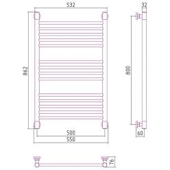 Полотенцесушитель водяной Сунержа Богема+, высота 80 см, ширина 50 см, цвет шампань, 020-0220-8050