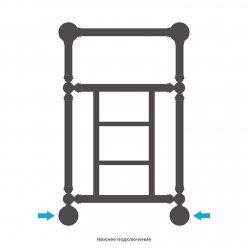 Полотенцесушитель водяной Сунержа Ренессанс 1452, ширина 40 см высота 65 см, с полкой, нижнее подключение, хром, 00-0282-6640