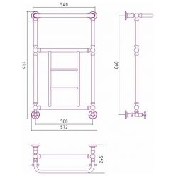 Полотенцесушитель водяной Сунержа Ренессанс 1452, ширина 50 см высота 85 см, с полкой, нижнее подключение, хром, 00-0282-8650