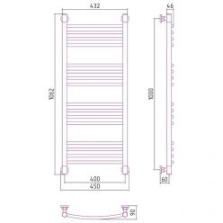 Полотенцесушитель водяной Сунержа Богема+, высота 100 см, ширина 40 см, цвет шампань, 020-0221-1040