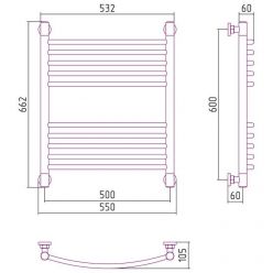 Полотенцесушитель водяной Сунержа Богема+, высота 60 см, ширина 50 см, цвет шампань, 020-0221-6050