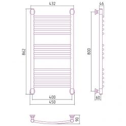 Полотенцесушитель водяной Сунержа Богема+, высота 80 см, ширина 40 см, цвет шампань, 020-0221-8040
