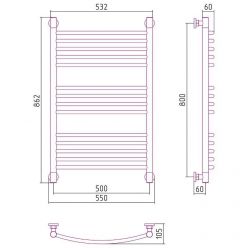 Полотенцесушитель водяной Сунержа Богема+, высота 80 см, ширина 50 см, цвет шампань, 020-0221-8050
