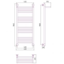 Полотенцесушитель водяной Сунержа Богема+, высота 100 см, ширина 40 см, с полкой, цвет шампань, 020-0223-1040