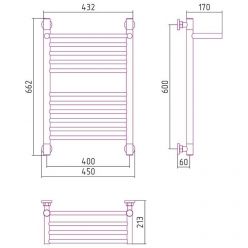 Полотенцесушитель водяной Сунержа Богема+, высота 60 см, ширина 40 см, с полкой, цвет шампань, 020-0223-6040
