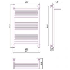 Полотенцесушитель водяной Сунержа Богема+, высота 80 см, ширина 50 см, с полкой, цвет шампань, 020-0223-8050