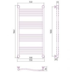 Полотенцесушитель водяной Сунержа Флюид+, высота 100, ширина 50 см, цвет шампань, 020-0222-1050