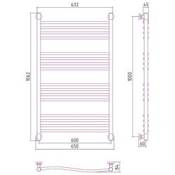 Полотенцесушитель водяной Сунержа Флюид+, высота 100, ширина 60 см, цвет шампань, 020-0222-1060