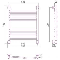 Полотенцесушитель водяной Сунержа Флюид+, высота 60, ширина 50 см, цвет шампань, 020-0222-6050