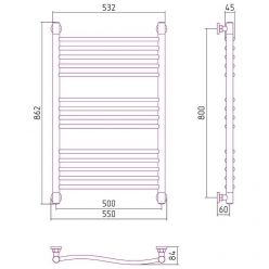 Полотенцесушитель водяной Сунержа Флюид+, высота 80, ширина 50 см, цвет шампань, 020-0222-8050