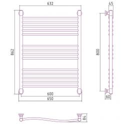 Полотенцесушитель водяной Сунержа Флюид+, высота 80, ширина 60 см, цвет шампань, 020-0222-8060