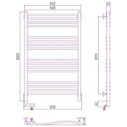 Полотенцесушитель электрический Сунержа Флюид 2.0, высота 100, ширина 60 см, диммер слева, цвет хром, 00-5220-1060