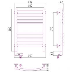 Полотенцесушитель электрический Сунержа Богема 2.0, высота 60 см, ширина 40 см, диммер слева/справа, цвет хром, 00-5202-6040/00-5203-6040