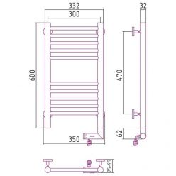 Полотенцесушитель электрический Сунержа Богема 2.0, высота 60 см, ширина 30 см, диммер справа, цвет хром, 00-5205-6030