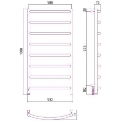 Полотенцесушитель электрический Сунержа Галант 4.0, ширина 50 см высота 100 см, диммер слева/справа, хром, 00-0830-1050/00-0831-1050