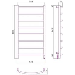 Полотенцесушитель электрический Сунержа Галант 4.0, ширина 50 см высота 100 см, диммер слева/справа, хром, 00-0830-1050/00-0831-1050