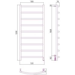 Полотенцесушитель электрический Сунержа Галант 4.0, ширина 50 см высота 120 см, диммер слева/справа, хром, 00-0830-1250/00-0831-1250