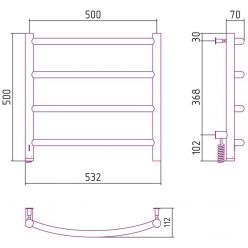 Полотенцесушитель электрический Сунержа Галант 4.0, ширина 50 см высота 50 см, диммер слева/справа, хром, 00-0830-5050/00-0831-5050