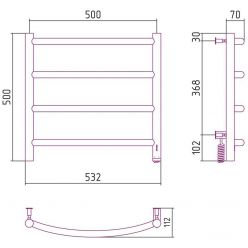 Полотенцесушитель электрический Сунержа Галант 4.0, ширина 50 см высота 50 см, диммер слева/справа, хром, 00-0830-5050/00-0831-5050