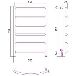 Полотенцесушитель электрический Сунержа Галант 4.0, ширина 50 см высота 80 см, диммер слева/справа, хром, 00-0830-8050/00-0831-8050