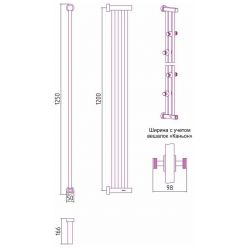 Полотенцесушитель электрический Сунержа Хорда 4.0, ширина 10 см высота 120 см, с вешалками, хром, 00-0834-1200