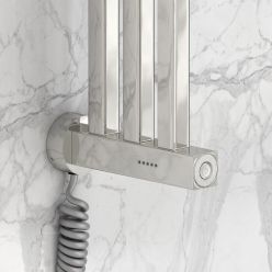 Полотенцесушитель электрический Сунержа Хорда 4.0, ширина 10 см высота 120 см, с вешалками, хром, 00-0834-1200