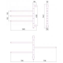 Полотенцесушитель электрический Сунержа Триада, высота 54 см, ширина 58.5 см, цвет шампань, 020-0822-0540