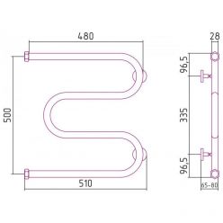 Полотенцесушитель водяной Сунержа М-образный+, высота 50 см, ширина 50 см, боковое подключение 50 см, цвет шампань, 020-4007-5050