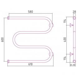 Полотенцесушитель водяной Сунержа М-образный+, высота 60 см, ширина 60 см, боковое подключение 60 см, цвет шампань, 020-4007-6060