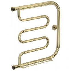 Полотенцесушитель водяной Сунержа Лира+, высота 50 см, ширина 50 см, с полкой, боковое подключение 50 см, цвет шампань, 020-4012-5050