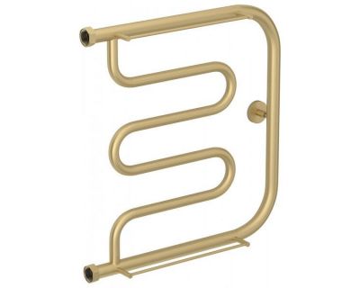 Полотенцесушитель водяной Сунержа Лира, высота 50 см, ширина 50 см, боковое подключение 50 см, с 2 полками, цвет матовая шампань, 022-0012-5050