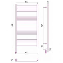 Полотенцесушитель электрический Сунержа Модус 3.0, высота 100 см, ширина 50 см, диммер слева/справа, цвет шампань, 020-5700-1050/020-5701-1050