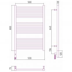 Полотенцесушитель электрический Сунержа Модус 3.0, высота 80 см, ширина 50 см, диммер слева/справа, цвет шампань, 020-5700-8050/020-5701-8050