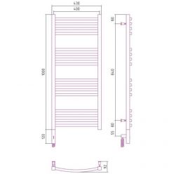 Полотенцесушитель электрический Сунержа Аркус 3.0, высота 100 см, ширина 40 см, диммер слева/справа, цвет шампань, 020-5704-1040/020-5705-1040