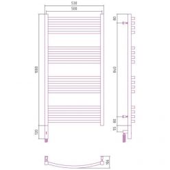 Полотенцесушитель электрический Сунержа Аркус 3.0, высота 100 см, ширина 50 см, диммер слева/справа, цвет шампань, 020-5704-1050/020-5705-1050
