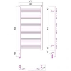 Полотенцесушитель электрический Сунержа Аркус 3.0, высота 80 см, ширина 40 см, диммер слева/справа, цвет шампань, 020-5704-8040/020-5705-8040