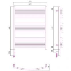 Полотенцесушитель электрический Сунержа Аркус 3.0, высота 80 см, ширина 60 см, диммер слева/справа, цвет шампань, 020-5704-8060/020-5705-8060