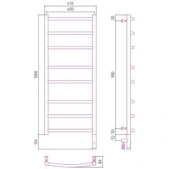 Полотенцесушитель электрический Сунержа Галант 3.0, высота 100 см, ширина 40 см, диммер слева/справа, цвет шампань, 020-5800-1040/020-5801-1040