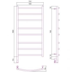 Полотенцесушитель электрический Сунержа Галант 3.0, высота 100 см, ширина 50 см, диммер слева/справа, цвет шампань, 020-5800-1050/020-5801-1050