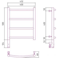 Полотенцесушитель электрический Сунержа Галант 3.0, высота 50 см, ширина 40 см, диммер слева/справа, цвет шампань, 020-5800-5040/020-5801-5040