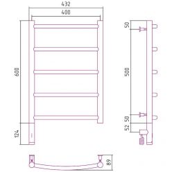 Полотенцесушитель электрический Сунержа Галант 3.0, высота 60 см, ширина 40 см, диммер слева/справа, цвет шампань, 020-5800-6040/020-5801-6040