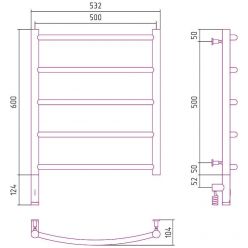 Полотенцесушитель электрический Сунержа Галант 3.0, высота 60 см, ширина 50 см, диммер слева/справа, цвет шампань, 020-5800-6050/020-5801-6050
