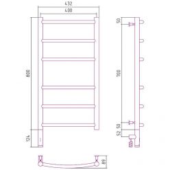 Полотенцесушитель электрический Сунержа Галант 3.0, высота 80 см, ширина 40 см, диммер слева/справа, цвет шампань, 020-5800-8040/020-5801-8040