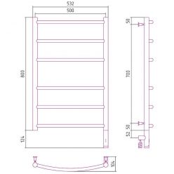 Полотенцесушитель электрический Сунержа Галант 3.0, высота 80 см, ширина 50 см, диммер слева/справа, цвет шампань, 020-5800-8050/020-5801-8050