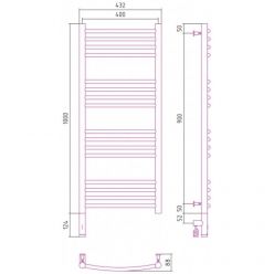 Полотенцесушитель электрический Сунержа Богема 3.0, высота 100 см, ширина 40 см, диммер слева/справа, цвет шампань, 020-5802-1040/020-5803-1040
