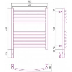Полотенцесушитель электрический Сунержа Богема 3.0, высота 60 см, ширина 50 см, диммер слева/справа, цвет шампань, 020-5802-6050/020-5803-6050